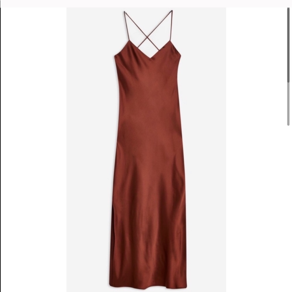 Topshop brown maxi satin slip dress
